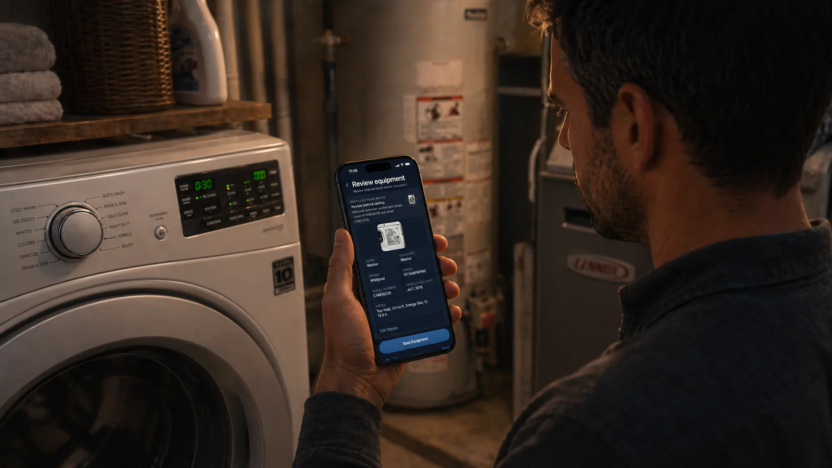 Scanning a home equipment label with Heart Of The House