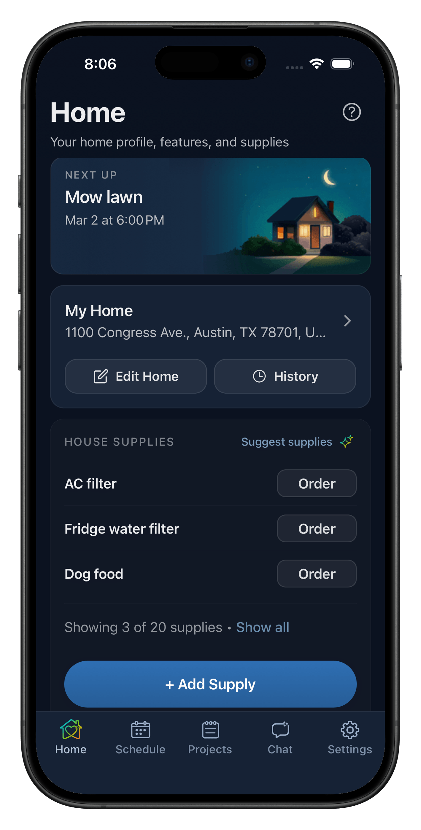 Heart Of The House home dashboard screenshot