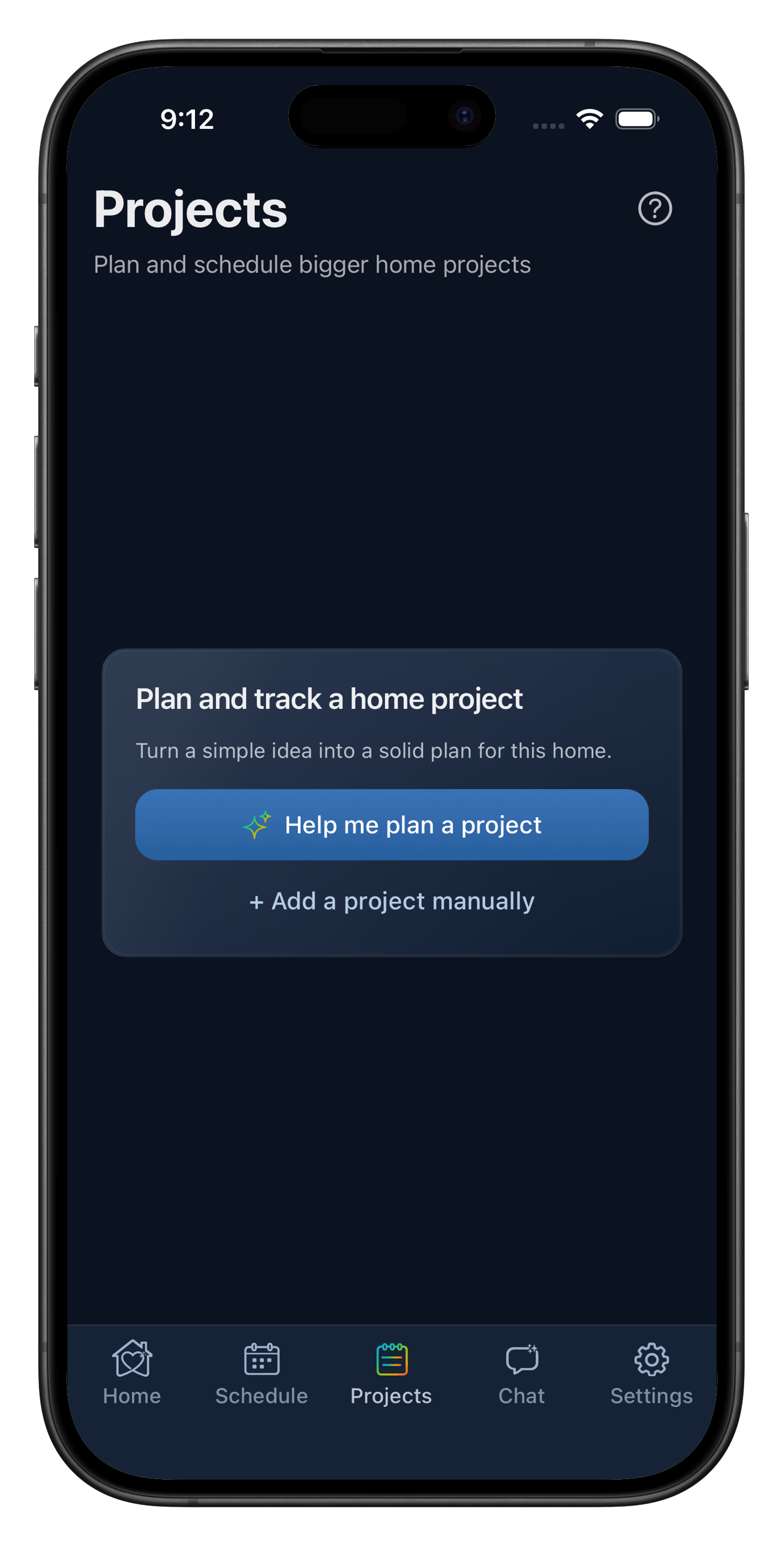 Heart Of The House projects empty state with guided AI planning